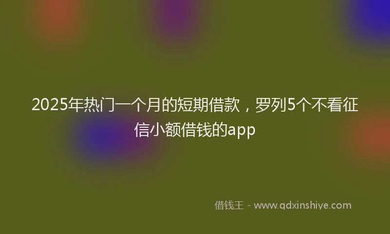 2025年热门一个月的短期借款，罗列5个不看征信小额借钱的app