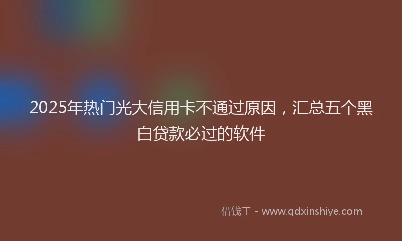 2025年热门光大信用卡不通过原因，汇总五个黑白贷款必过的软件