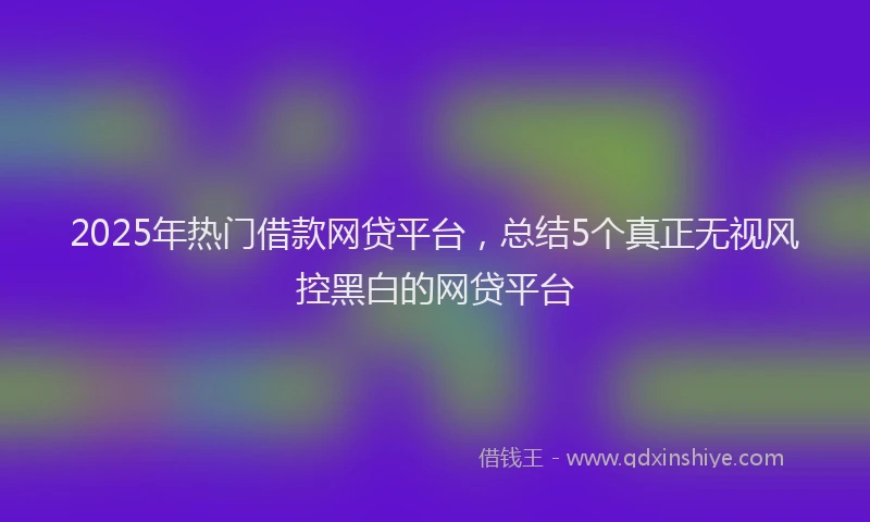 2025年热门借款网贷平台，总结5个真正无视风控黑白的网贷平台