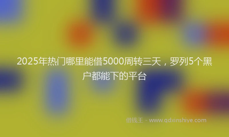 2025年热门哪里能借5000周转三天，罗列5个黑户都能下的平台