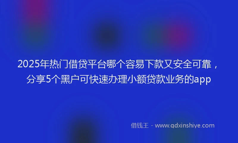 2025年热门借贷平台哪个容易下款又安全可靠，分享5个黑户可快速办理小额贷款业务的app