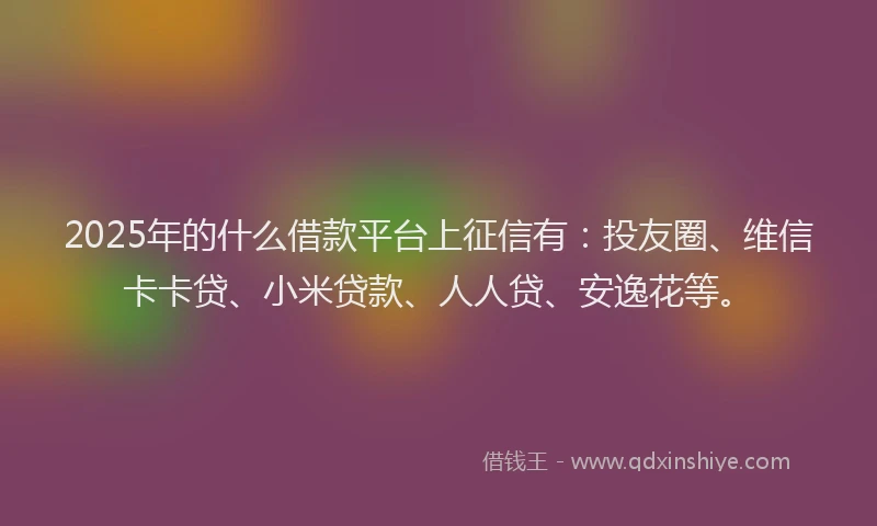 2025年的什么借款平台上征信有：投友圈、维信卡卡贷、小米贷款、人人贷、安逸花等。