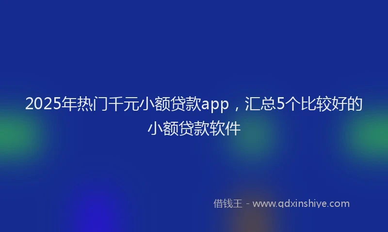 2025年热门千元小额贷款app，汇总5个比较好的小额贷款软件