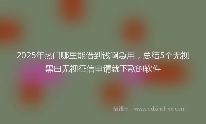 2025年热门哪里能借到钱啊急用，总结5个无视黑白无视征信申请就下款的软件