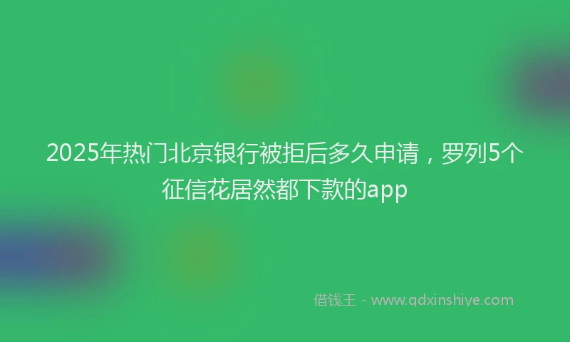 2025年热门北京银行被拒后多久申请，罗列5个征信花居然都下款的app