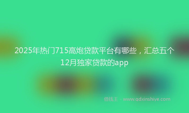 2025年热门715高炮贷款平台有哪些，汇总五个12月独家贷款的app