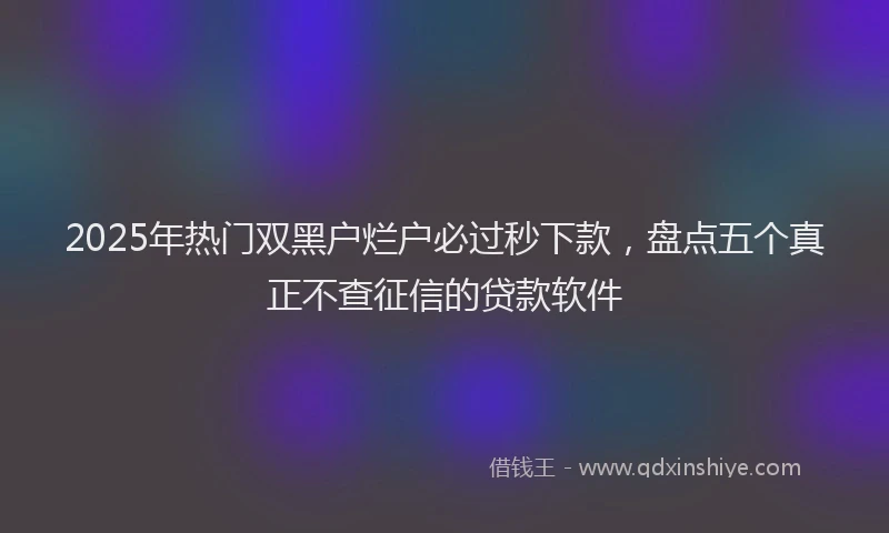 2025年热门双黑户烂户必过秒下款，盘点五个真正不查征信的贷款软件