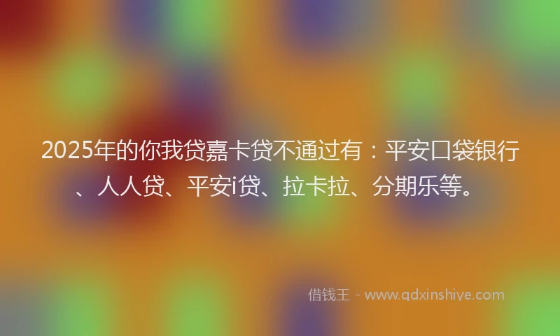2025年的你我贷嘉卡贷不通过有：平安口袋银行、人人贷、平安i贷、拉卡拉、分期乐等。