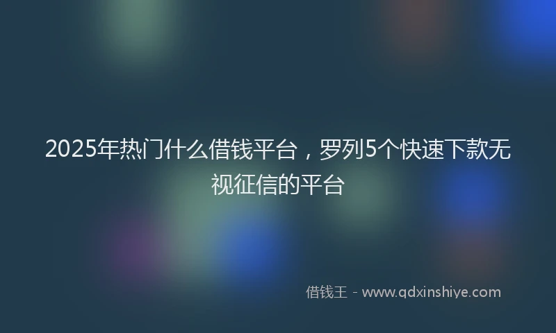 2025年热门什么借钱平台，罗列5个快速下款无视征信的平台