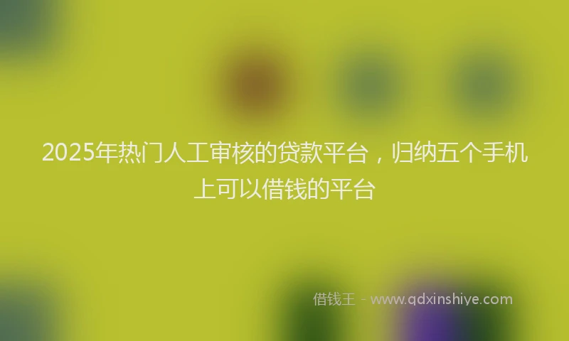 2025年热门人工审核的贷款平台，归纳五个手机上可以借钱的平台