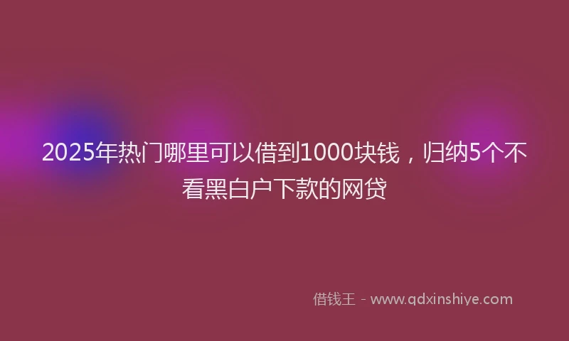 2025年热门哪里可以借到1000块钱，归纳5个不看黑白户下款的网贷