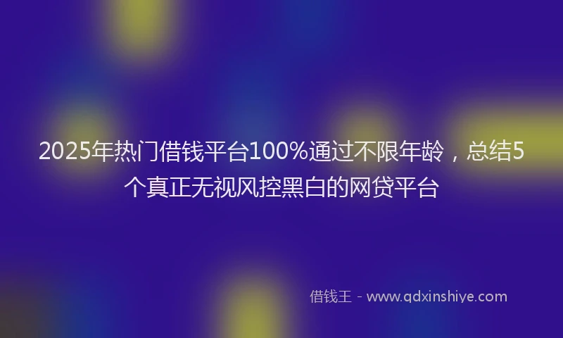 2025年热门借钱平台100%通过不限年龄，总结5个真正无视风控黑白的网贷平台