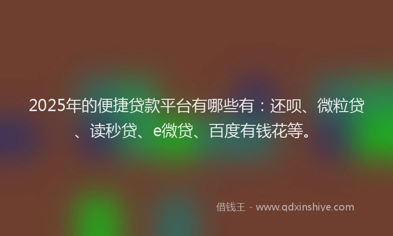 2025年的便捷贷款平台有哪些有：还呗、微粒贷、读秒贷、e微贷、百度有钱花等。
