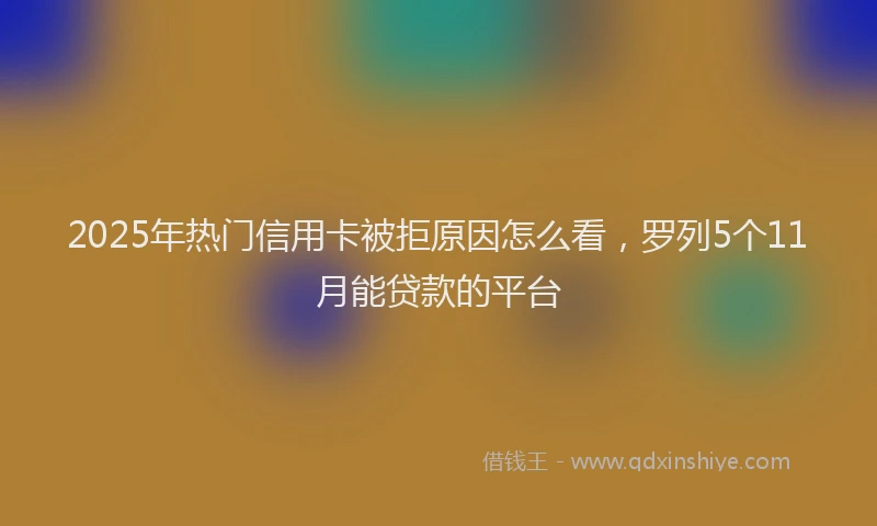 2025年热门信用卡被拒原因怎么看，罗列5个11月能贷款的平台