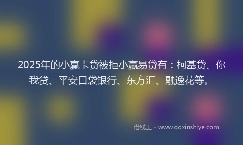 2025年的小赢卡贷被拒小赢易贷有：柯基贷、你我贷、平安口袋银行、东方汇、融逸花等。