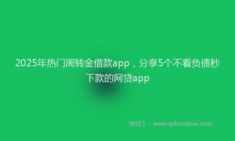 2025年热门周转金借款app，分享5个不看负债秒下款的网贷app