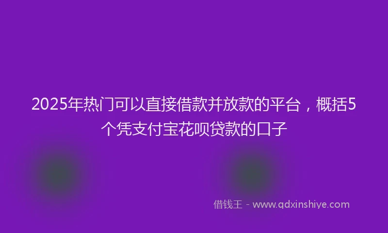 2025年热门可以直接借款并放款的平台，概括5个凭支付宝花呗贷款的口子