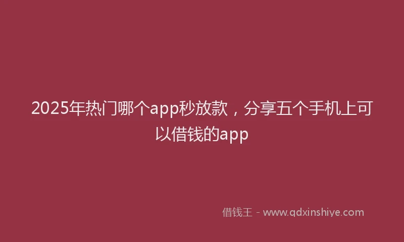 2025年热门哪个app秒放款，分享五个手机上可以借钱的app