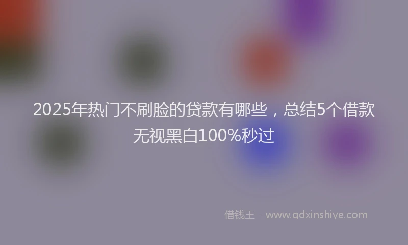 2025年热门不刷脸的贷款有哪些，总结5个借款无视黑白100%秒过