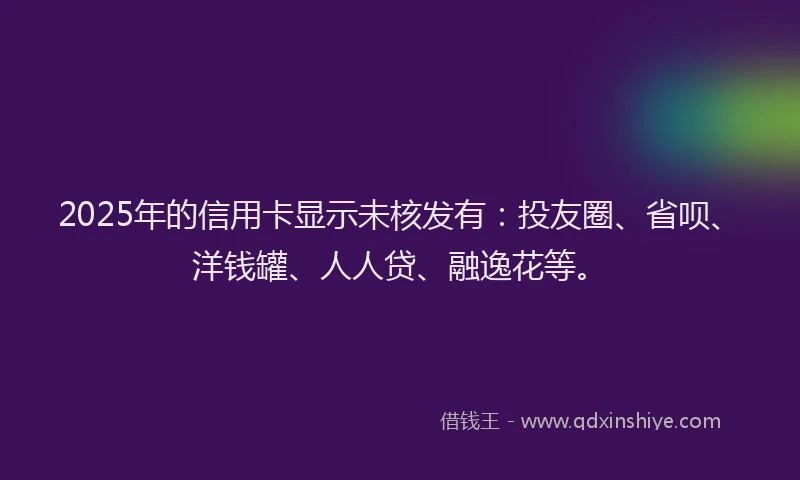 2025年的信用卡显示未核发有：投友圈、省呗、洋钱罐、人人贷、融逸花等。