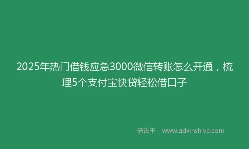 2025年热门借钱应急3000微信转账怎么开通，梳理5个支付宝快贷轻松借口子