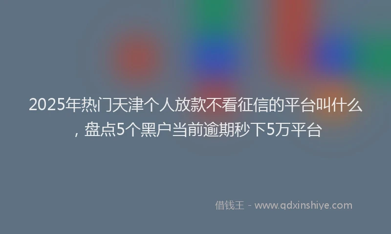 2025年热门天津个人放款不看征信的平台叫什么，盘点5个黑户当前逾期秒下5万平台