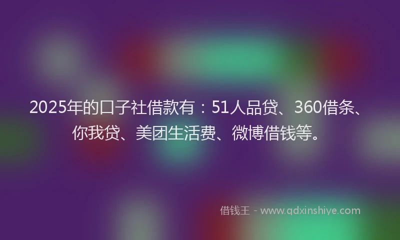 2025年的口子社借款有：51人品贷、360借条、你我贷、美团生活费、微博借钱等。