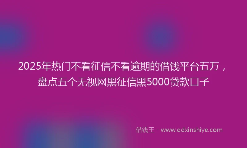 2025年热门不看征信不看逾期的借钱平台五万，盘点五个无视网黑征信黑5000贷款口子