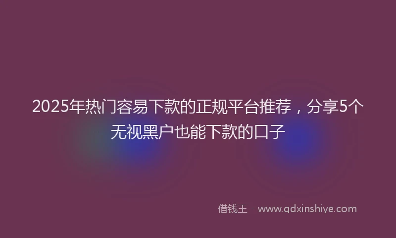 2025年热门容易下款的正规平台推荐，分享5个无视黑户也能下款的口子