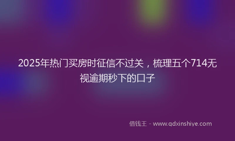 2025年热门买房时征信不过关，梳理五个714无视逾期秒下的口子
