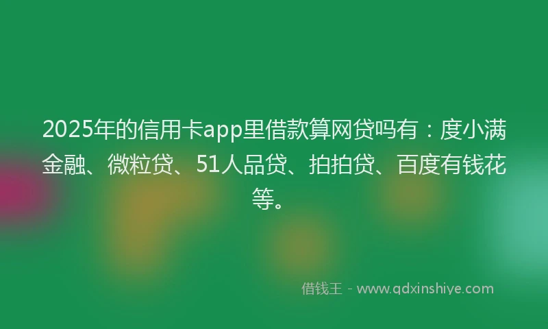 2025年的信用卡app里借款算网贷吗有：度小满金融、微粒贷、51人品贷、拍拍贷、百度有钱花等。
