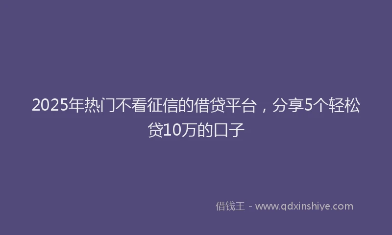 2025年热门不看征信的借贷平台，分享5个轻松贷10万的口子