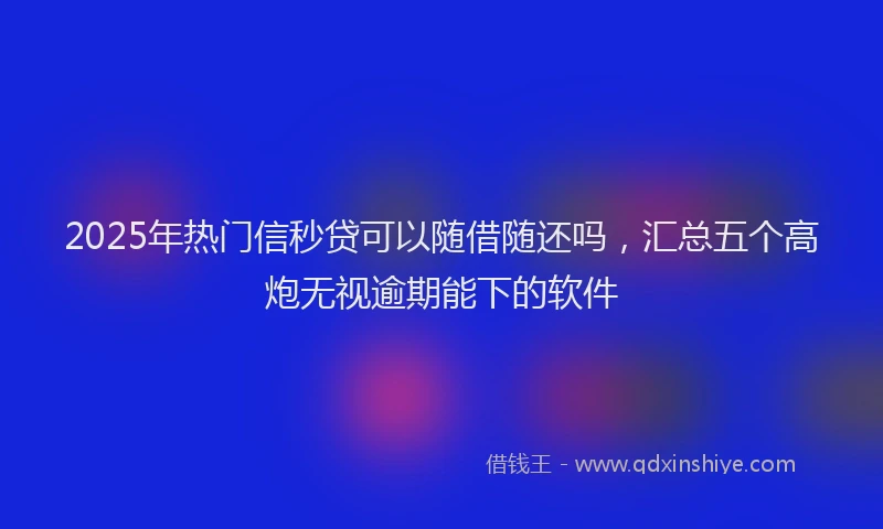 2025年热门信秒贷可以随借随还吗，汇总五个高炮无视逾期能下的软件