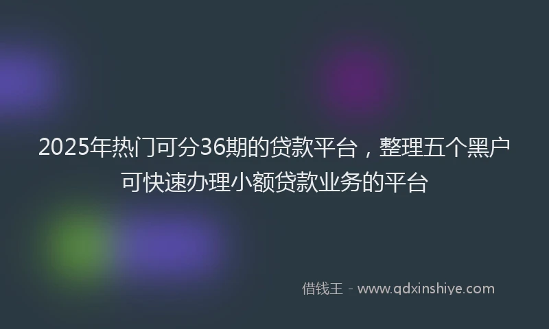 2025年热门可分36期的贷款平台，整理五个黑户可快速办理小额贷款业务的平台