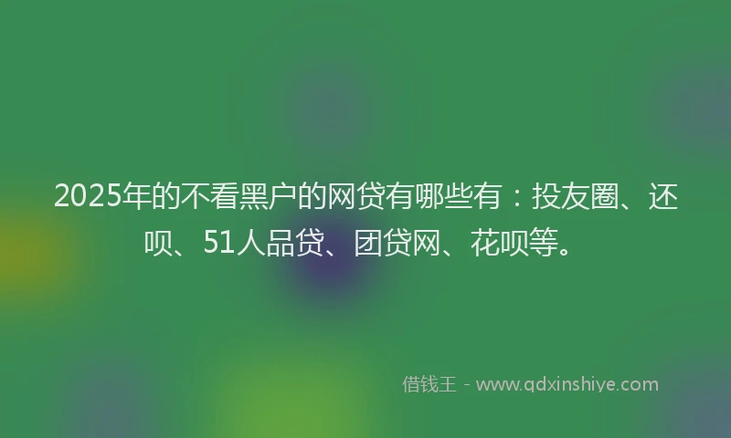 2025年的不看黑户的网贷有哪些有：投友圈、还呗、51人品贷、团贷网、花呗等。