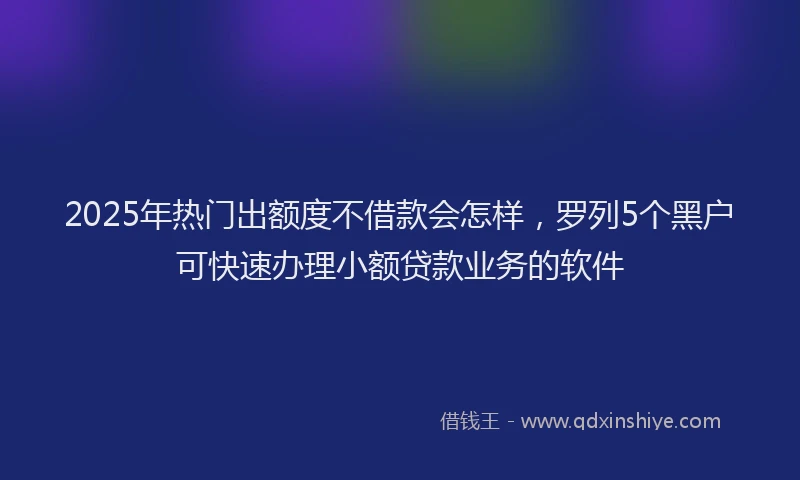 2025年热门出额度不借款会怎样，罗列5个黑户可快速办理小额贷款业务的软件
