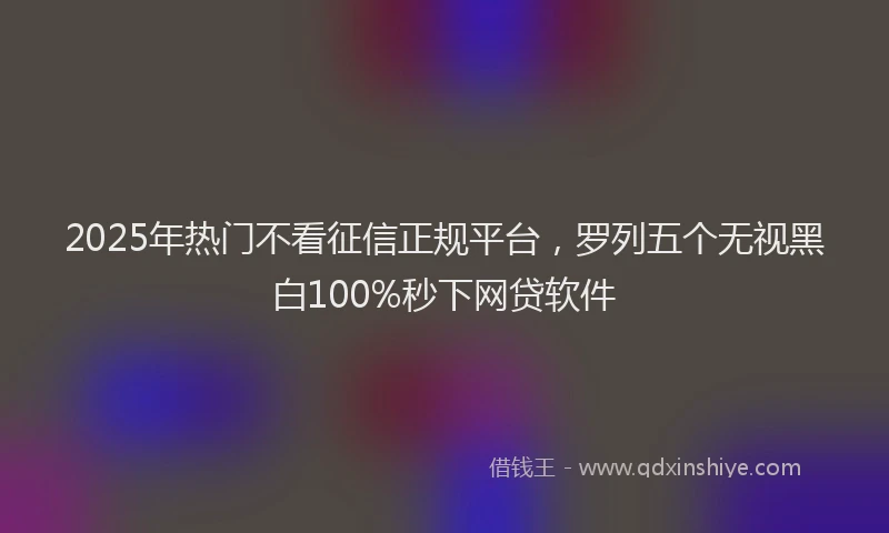 2025年热门不看征信正规平台，罗列五个无视黑白100%秒下网贷软件