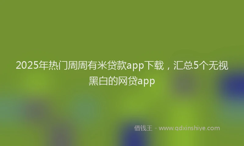 2025年热门周周有米贷款app下载，汇总5个无视黑白的网贷app