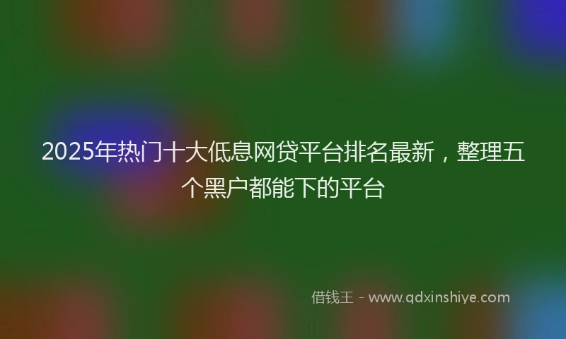 2025年热门十大低息网贷平台排名最新，整理五个黑户都能下的平台