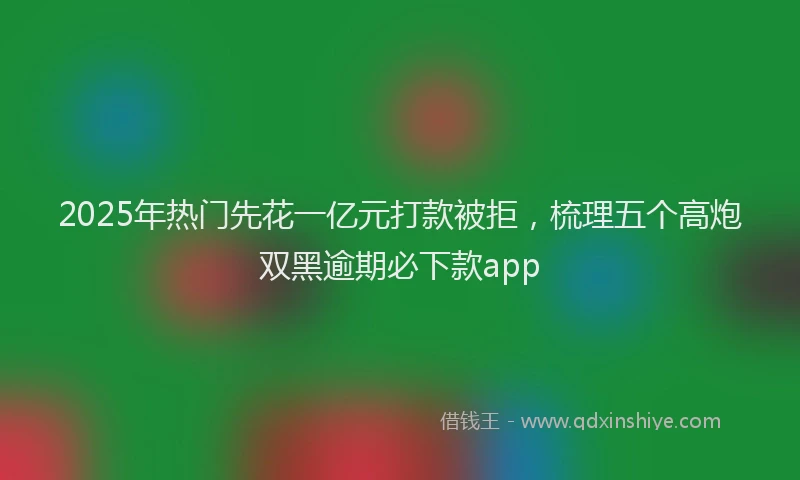 2025年热门先花一亿元打款被拒，梳理五个高炮双黑逾期必下款app
