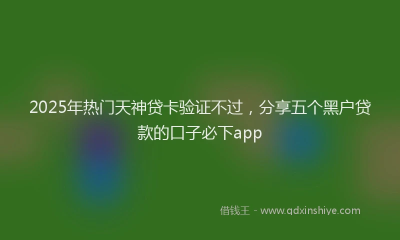 2025年热门天神贷卡验证不过，分享五个黑户贷款的口子必下app