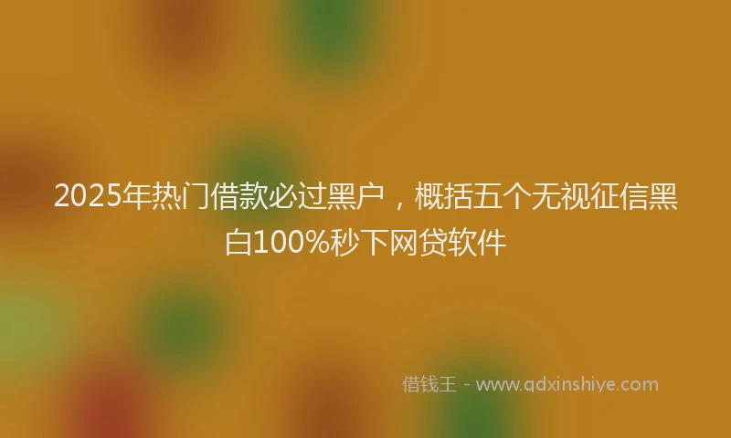 2025年热门借款必过黑户，概括五个无视征信黑白100%秒下网贷软件