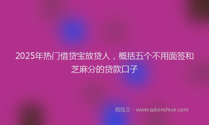 2025年热门借贷宝放贷人，概括五个不用面签和芝麻分的贷款口子