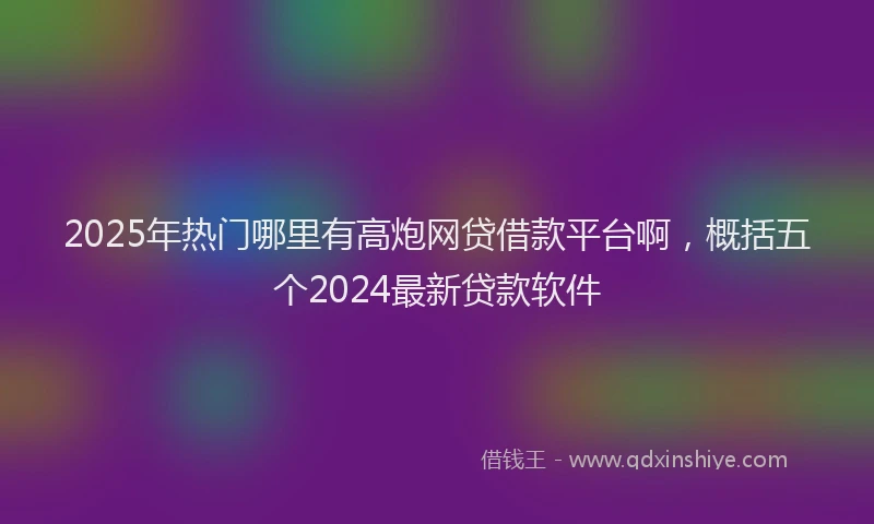 2025年热门哪里有高炮网贷借款平台啊，概括五个2024最新贷款软件