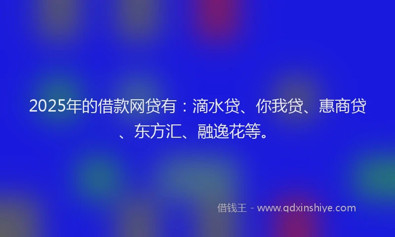 2025年的借款网贷有：滴水贷、你我贷、惠商贷、东方汇、融逸花等。