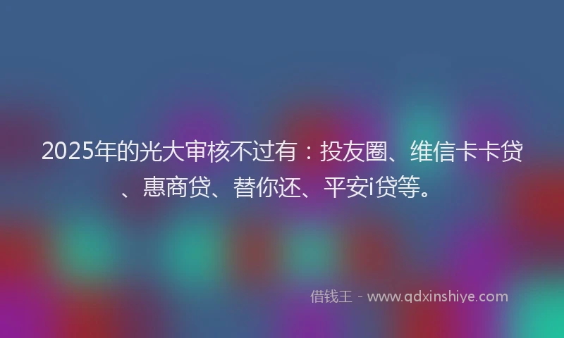 2025年的光大审核不过有：投友圈、维信卡卡贷、惠商贷、替你还、平安i贷等。