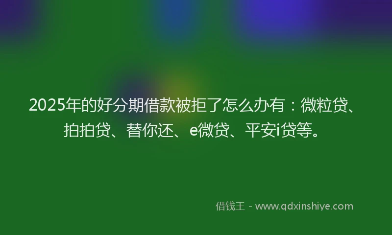 2025年的好分期借款被拒了怎么办有：微粒贷、拍拍贷、替你还、e微贷、平安i贷等。