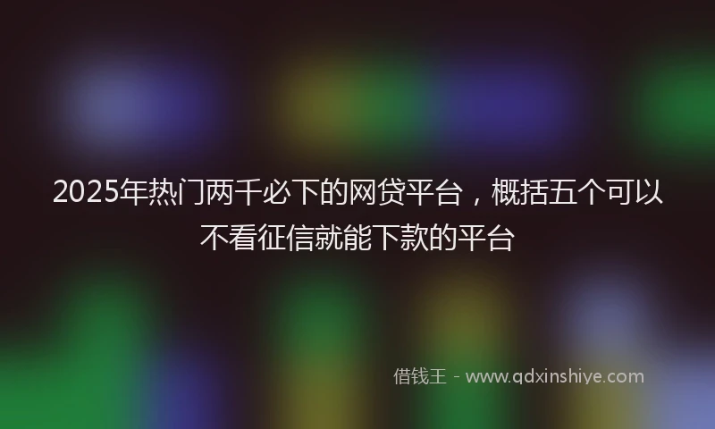 2025年热门两千必下的网贷平台，概括五个可以不看征信就能下款的平台