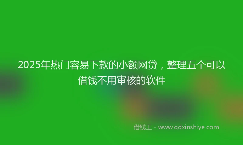 2025年热门容易下款的小额网贷，整理五个可以借钱不用审核的软件