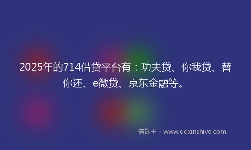2025年的714借贷平台有：功夫贷、你我贷、替你还、e微贷、京东金融等。